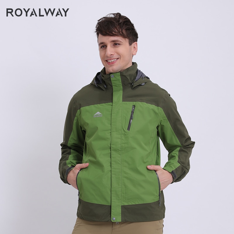 ROYALWAY Mens Hooded Windbreaker Waterproof Quick Drying Outdoor Travel Windproof Jackets Male ROM3137CS