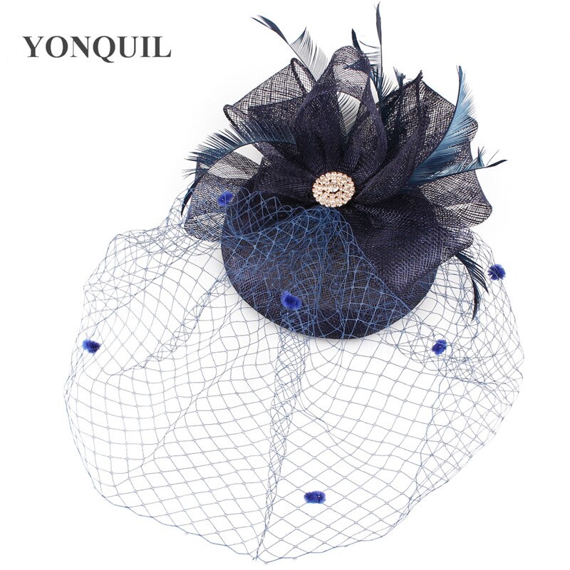 Sinamay Chic cheveux maille accessoires de mariage Fascinator mariée voiles chapeau bandeau femmes dames Occasion casque Net points
