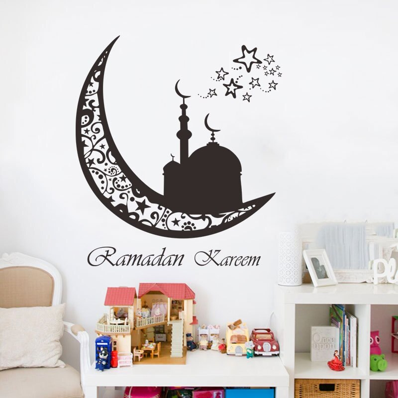 Wall Sticker DIY Karim Ramadan Auspicious Islamic Wall Stickers Bedroom Living Room Decoration Muslim stickers muraux