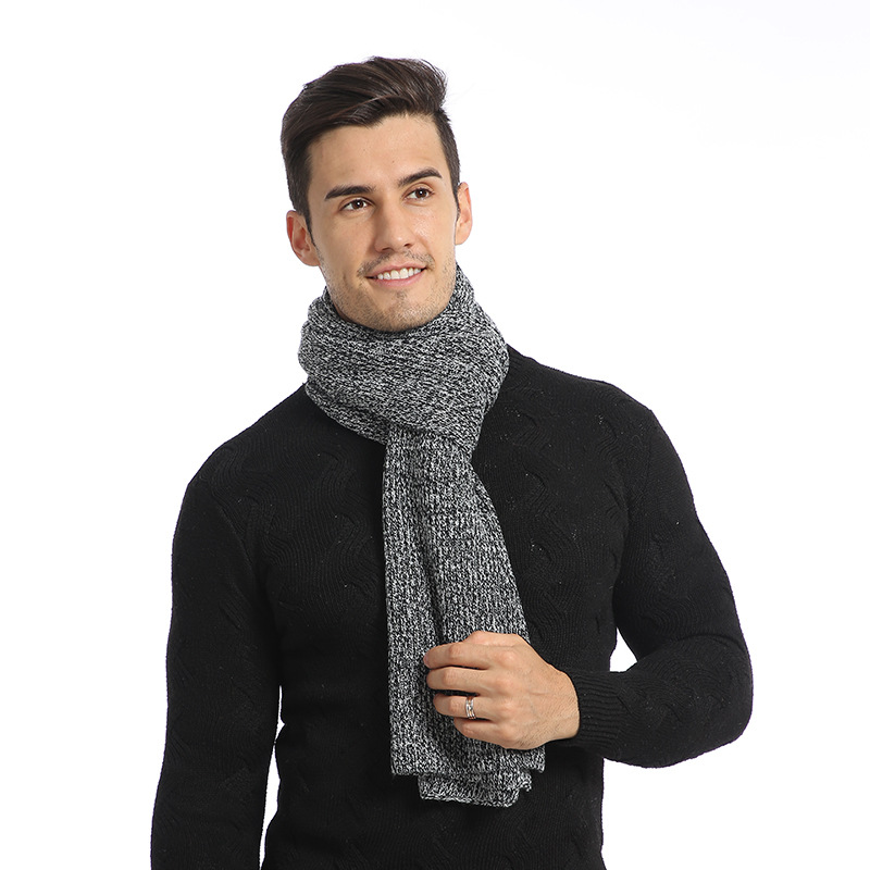 Winter Scarf for Men Soft Knit Scarve Long Striped Scarf Women 170cm: Gray