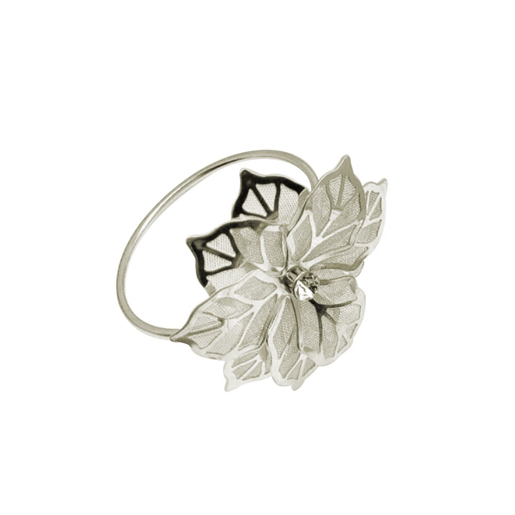 6 st blomma servettringar metall guld servett spänne servettring hållare hotell födelsedag bröllopsfest västra middagsbord dekoration: Silver-