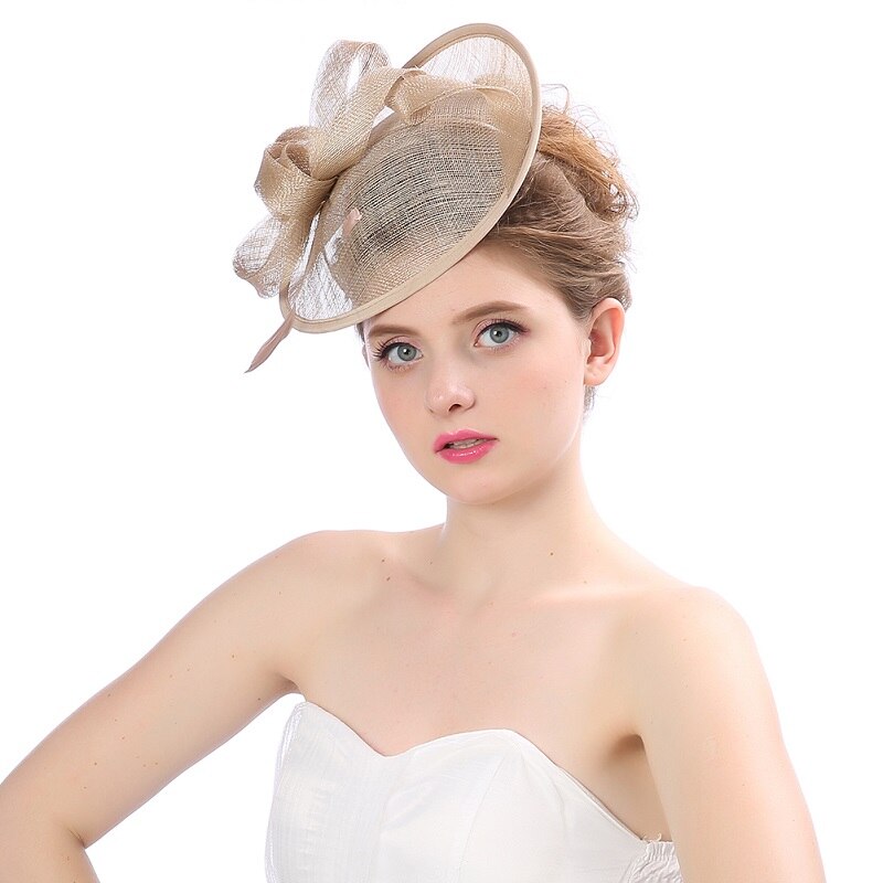 Tocados Sombreros para mujer Beige y negro, tocado de sombrero de boda, tocado de sombrero, tocado de malla para boda, accesorios nupciales