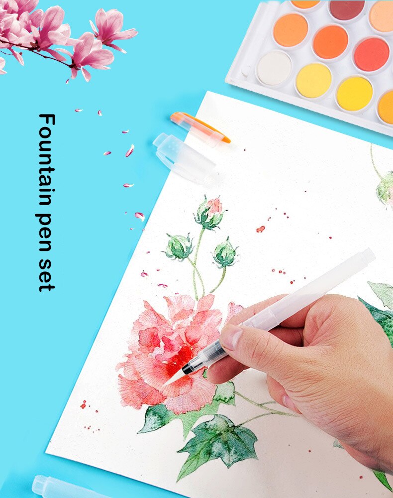 Pincel de pintura rellenable, 3/6 Uds., pincel de con depósito de agua para acuarela, lápiz de tinta para pinceles de acuarela suave para pintar dibujo y caligrafía, suministros de arte