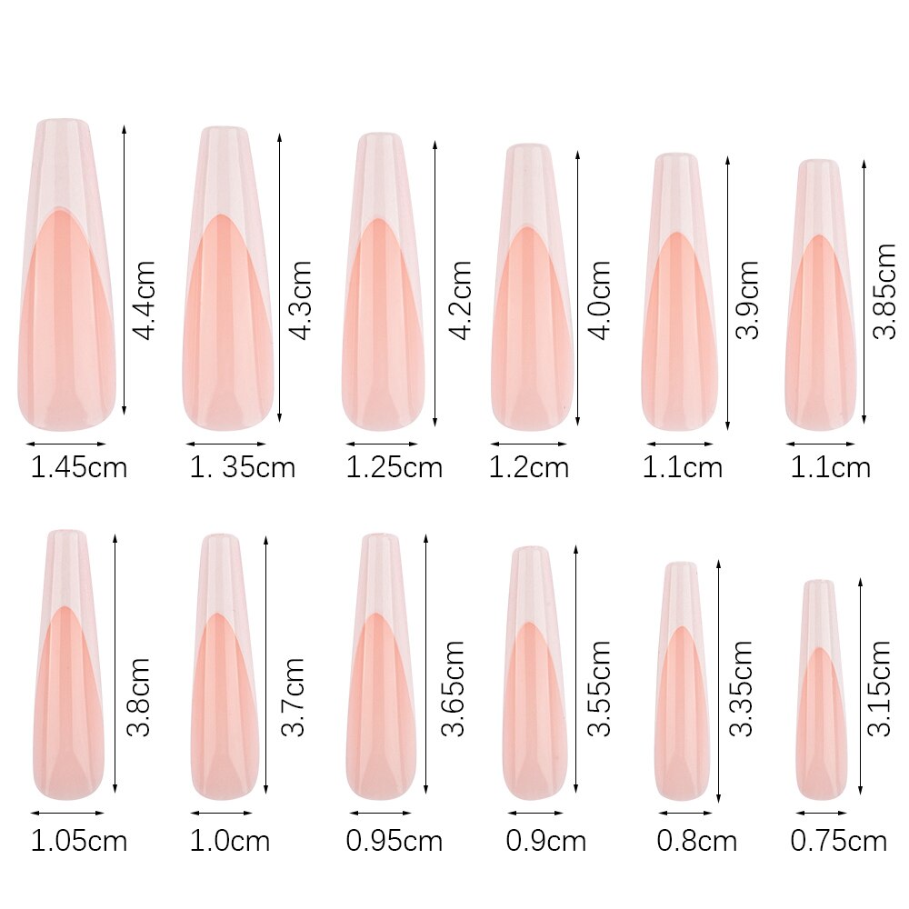 Faux-ongles longs Style français dégradé XXL, couverture complète, pointes en acrylique, amovibles à pression, 600 pièces, produit