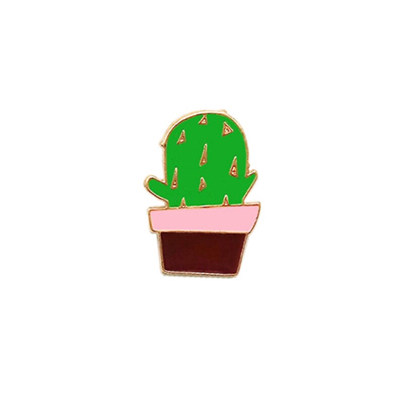 1 PCS Flower Pots of Cactus Brooch Badge Plants Metal Pin Badge Icons for Backpack Clothes Badges: 2