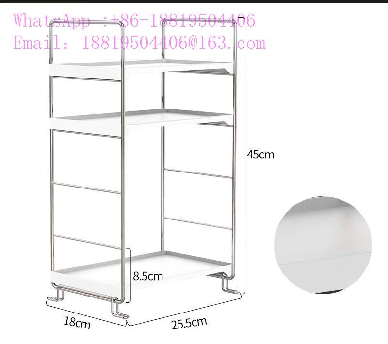 2 Tier Multifunction Stackable Shelf Organizer for Spices Cosmetics Kitchen Bathroom Storage Rack Holder: 3-tier Square Sliver