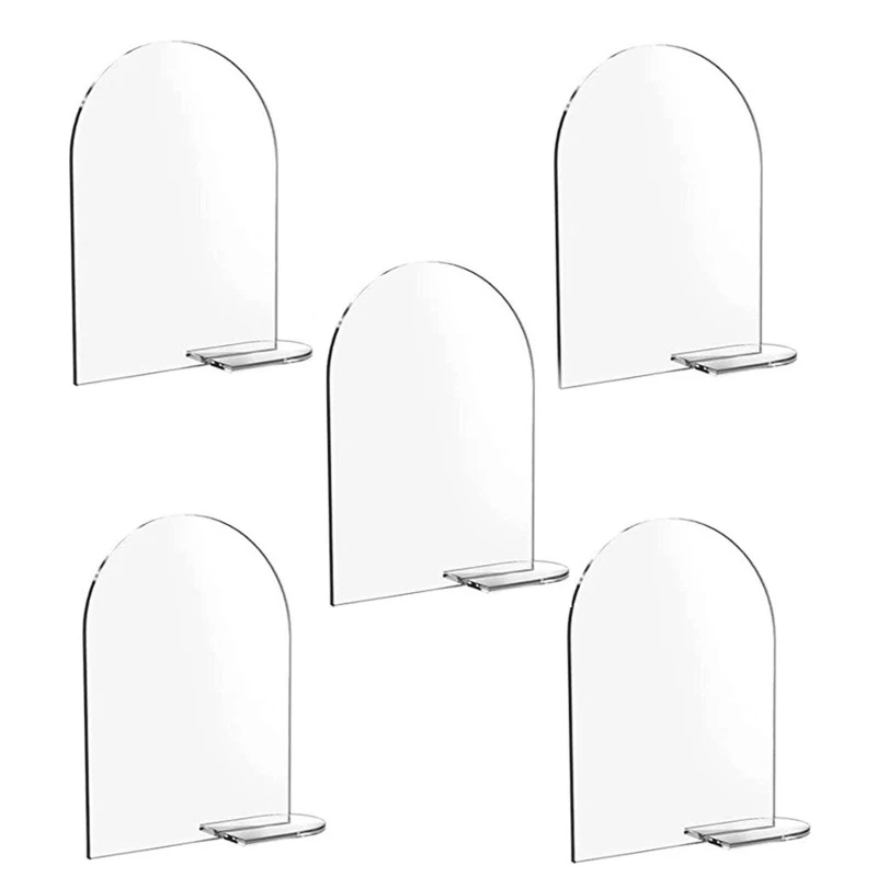 Panneau acrylique en arc transparent avec support, signes de nom vierges, porte-numéro de Table en arc, plaque pour décoration de mariage, 5 à 10 pièces: Marron