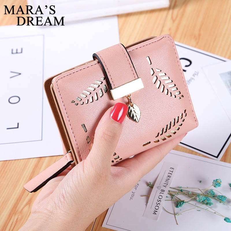 Cartera de cuero con cremallera para mujer de Mara's Dream, cartera pequeña de de lujo para mujer con hojas huecas para tarjetas de crédito