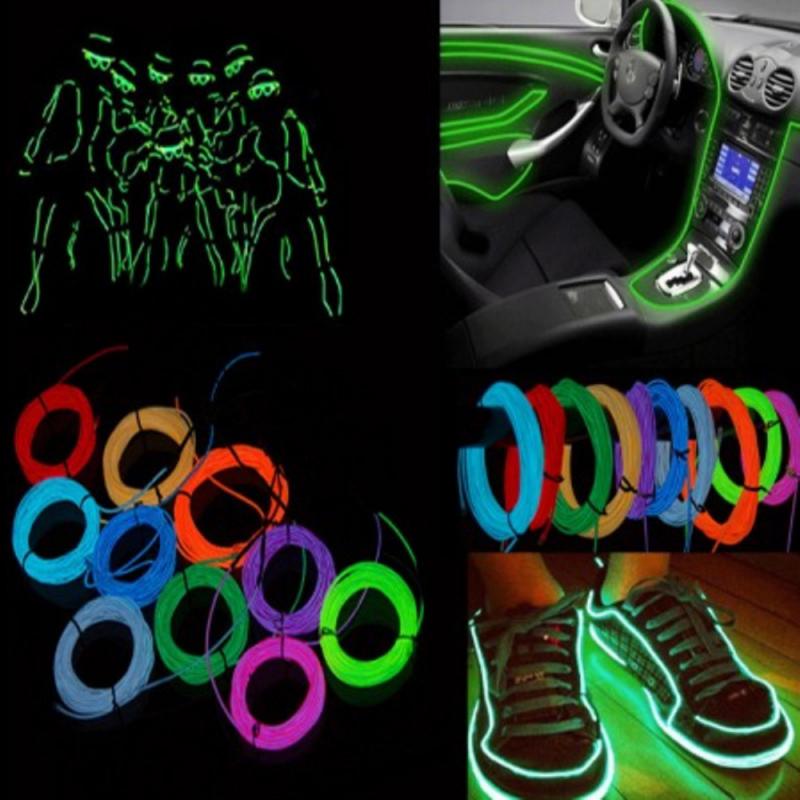 Flexible Neon Light 5m/10m 3V Glow Wire Processing Dance Clothes Luminous Line Lights Shoes Clothing Car Waterproof Led Strip