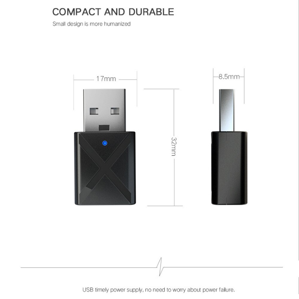2 In 1 Usb 3.5Mm Bluetooth 5.0 Adapter Ontvanger Draadloze Bluethooth Dongle Muziek Mini Bluthooth Zender Voor Pc Computer