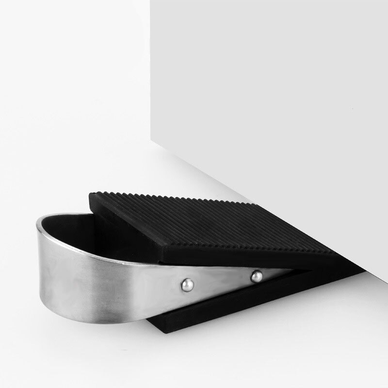 Rubber Door Stopper with Steel Handle Heavy Duty Wedge Rubber Door Stop Collision Mute Door Holder Works on All Surfaces AA: Default Title