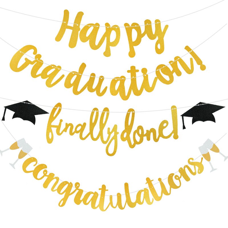 Gold Letter Congrats Grad Banner Wall Hanging Garland Flag We Are So Proud Of You Bunting graduation party decoration Supplies