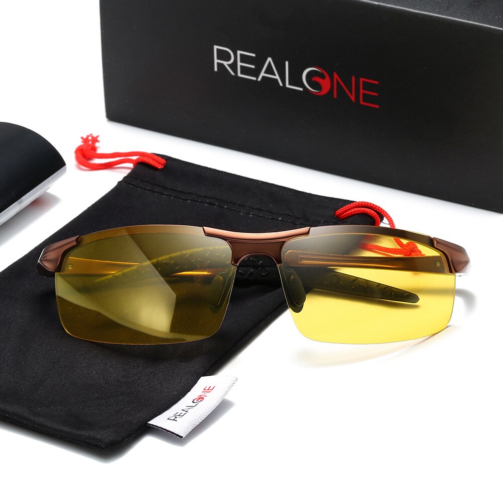 Gafas de visión nocturna de aluminio para reducir el brillo, lentes polarizadas amarillas, gafas nocturnas para conducir en la pesca nocturna, 5933