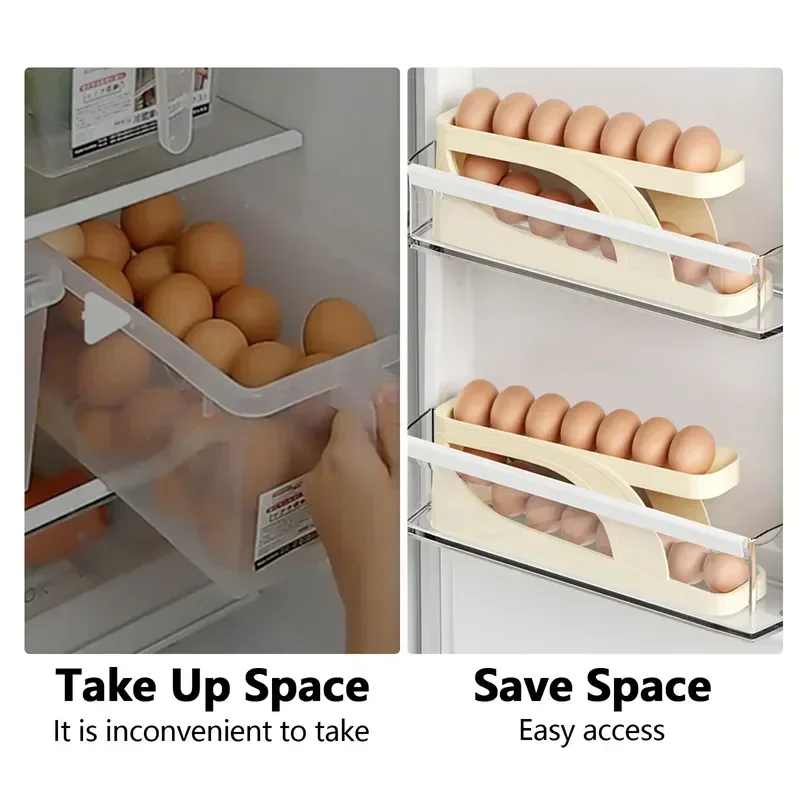 Automatisches Scrollen Eier Regal Halfter Aufbewahrung sbox Eierkorb Behälter Organizer Rolldown Kühlschrank Eier Spender für sterben Küche