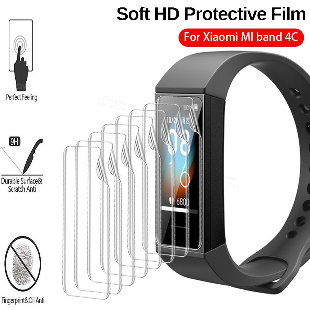 Película protetora de hidrogel para xiaomi mi band 4c, 3-12 unidades, protetor de tela para xiaomi redmi band 4 c, pulseira sem vidro temperado