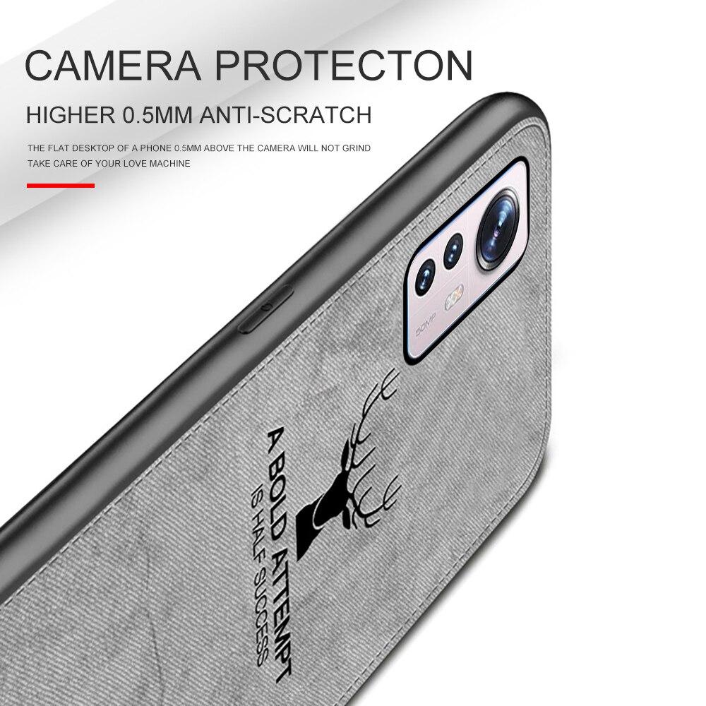 Voor Xiaomi 12 Pro Case Herten Patroon Telefoon Cover Voor Voor Xiaomi12 Xiamoi 12Pro Xiomi 12X Doek Textuur Tpu Soft shockproof Shell