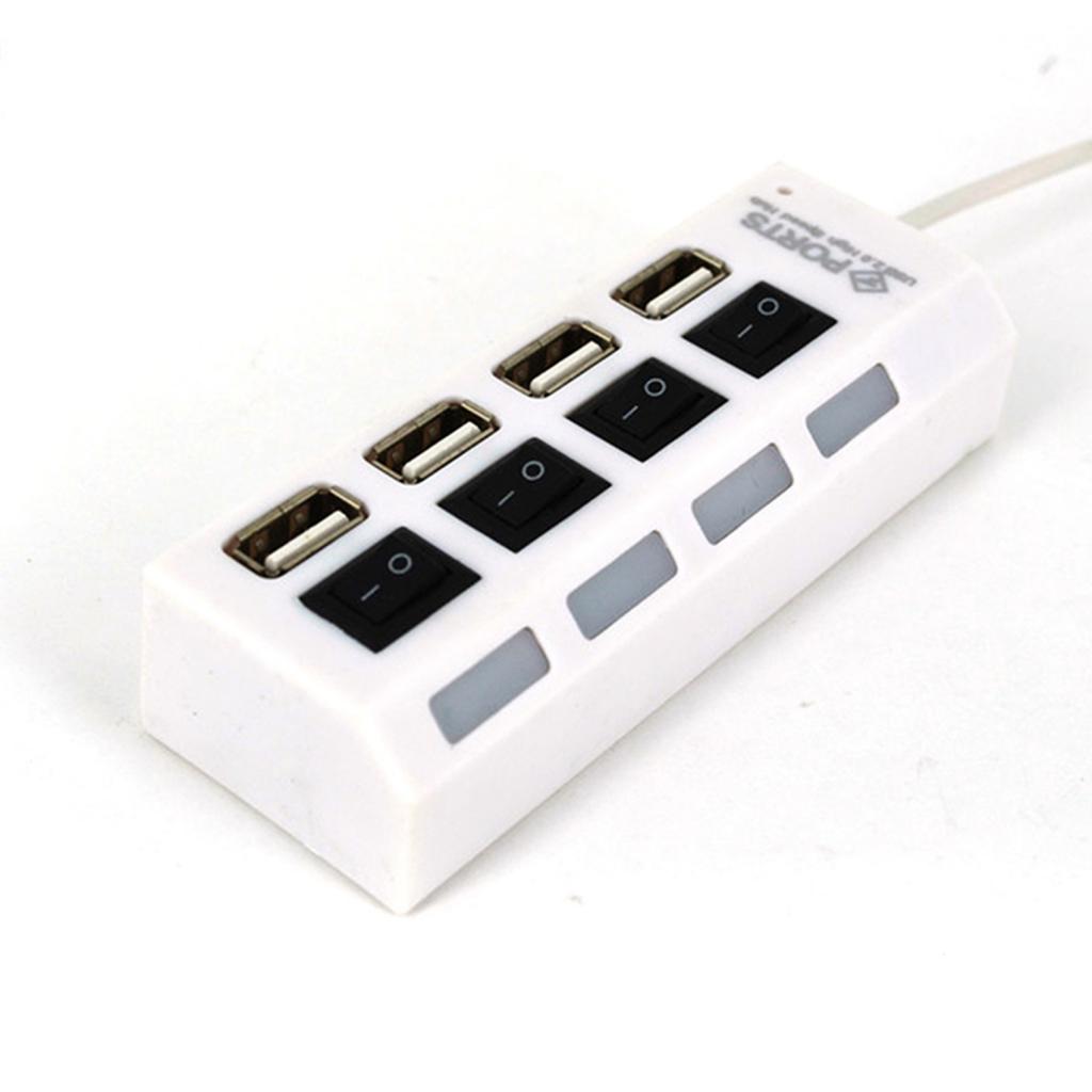 4 Ports USB 2.0 Expansion Splitter Hub with Individual On / Off Switch and LED PC Laptop with 50cm Cable