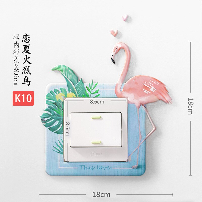 Home Decorations Wall Stickers Switch Protection Sticker Night light Switch Stickers Cartoon Cactus Unicorn Dino Switch Sticker: Silver