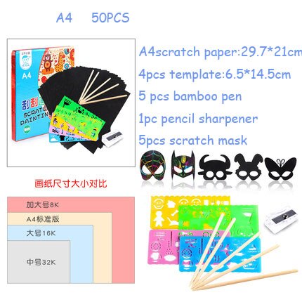 Young children colorful scratching paper 50 100 sheets diy handmade scraping painting non-toxic sand painting color sand: 5