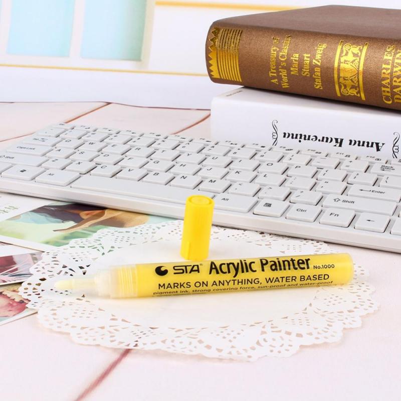 Bright & Kleurrijke Acryl Schilder Marker Pen Voor Craft Scrapbook Geel