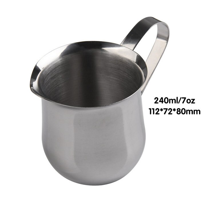 4YANG Acero inoxidable café taza de leche Frothing jarra 60/90/150/240ml Barista Craft leche Frothers Latte arte Pull Flower Cup: 240ml