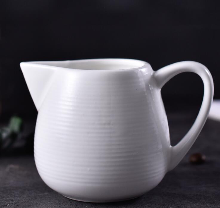 Espresso Cups White Handle Ceramic Condiment Cup Coffee Milk Froth Cup Pull Cup Sauce Cup Western Restaurant Hotel Tableware: 120mlStripes