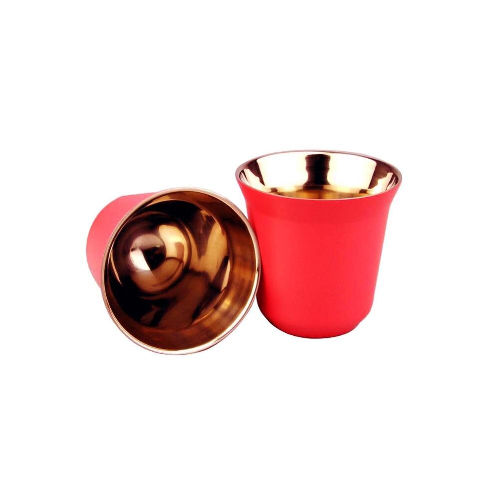 1 pièces 80ml Double tasse à expresso en acier inoxydable tasse thermos et tasse à café en poudre tasse à capsules