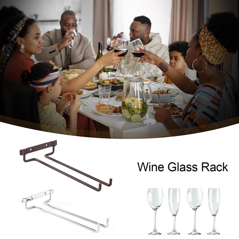 Estante para copa de vino de acero inoxidable, colgador colgante montado en la pared, soporte de copas y vasos cromados para Bar y cocina con tornillos