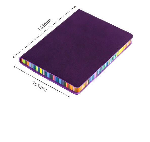 A5/A6 Soft Surface Cute Notebook 100 And Simple Notes With Rainbow Edges Thick Leather Diary Office Stationery: A6-4