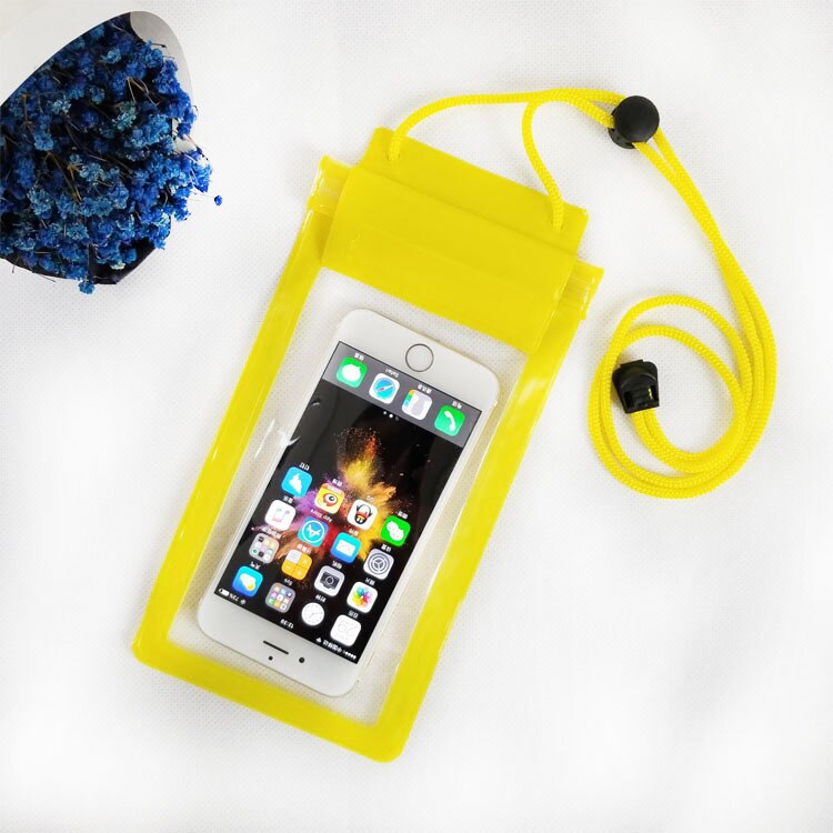 Sacos de natação à prova dwaterproof água saco com luminosa subaquática bolsa de telefone caso para iphone 6s 7 8 xr universal todos os modelos 6.5 polegada: yellow