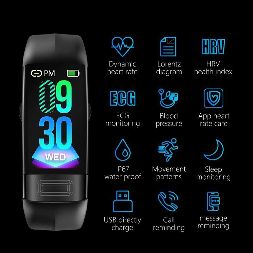 P11 ecg + ppg hrv smart armbånd blodtryks pulsmåler smart band fitness tracker skridttæller vandtæt sport smartband