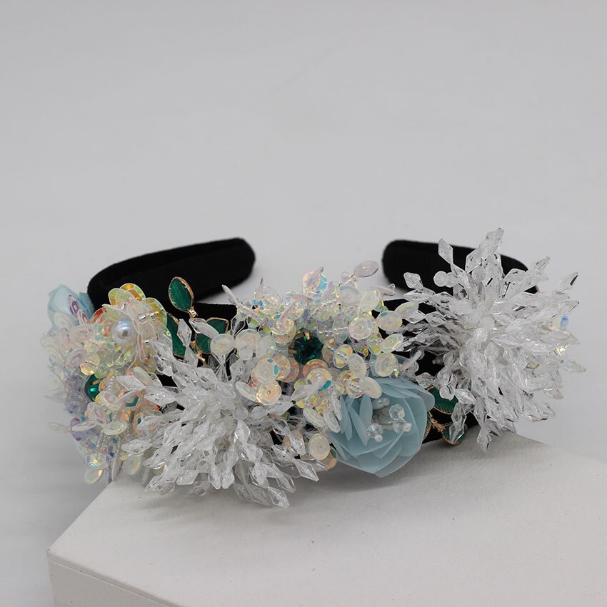 Diadema de cristal, novo temperamento fashion europeu e americano flor de cristal, exagerados para viagem, casual 858