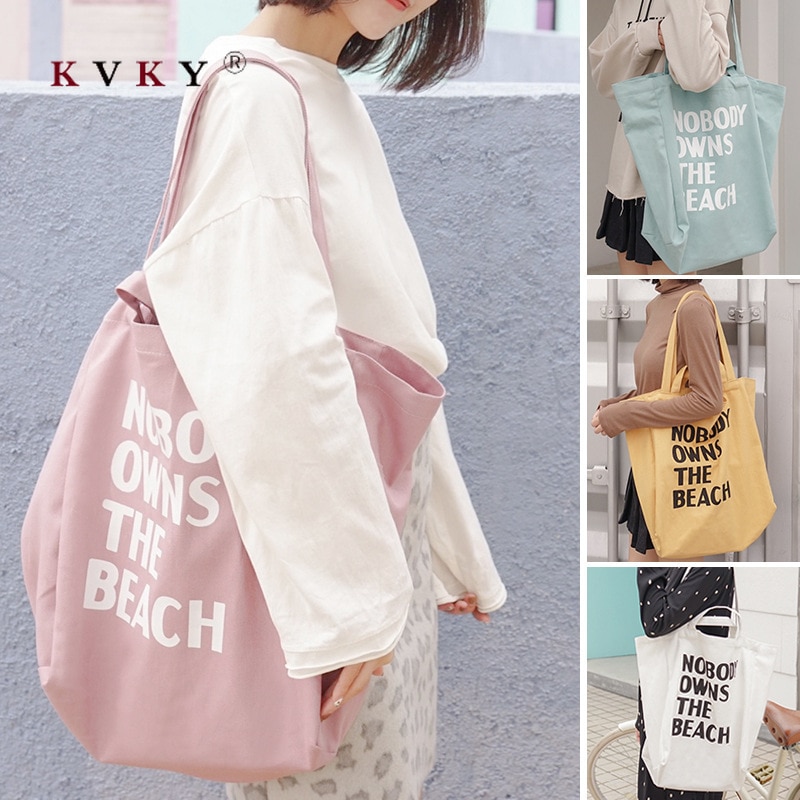 Sac en toile de couleur pour femmes | Grande Version coréenne du sac en toile, sac Eco décontracté de shopping à bandoulière réutilisable, sac de livre Portable en tissu pour étudiantes