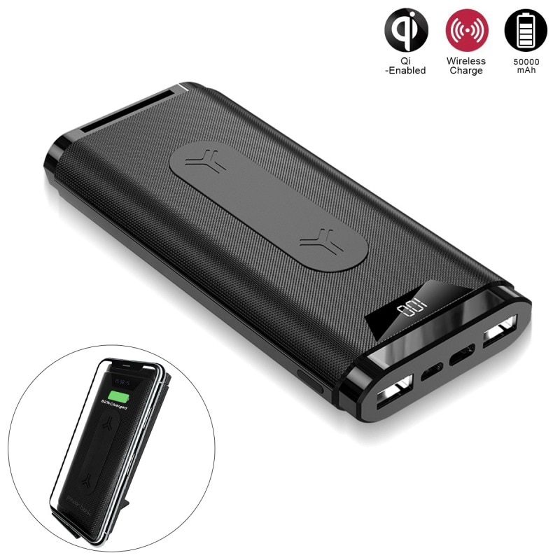 50000 mah trådløs strømbank hurtiglader telefonholder mikro-usb / type-c inngang til samsung xiaomi iphone huawei