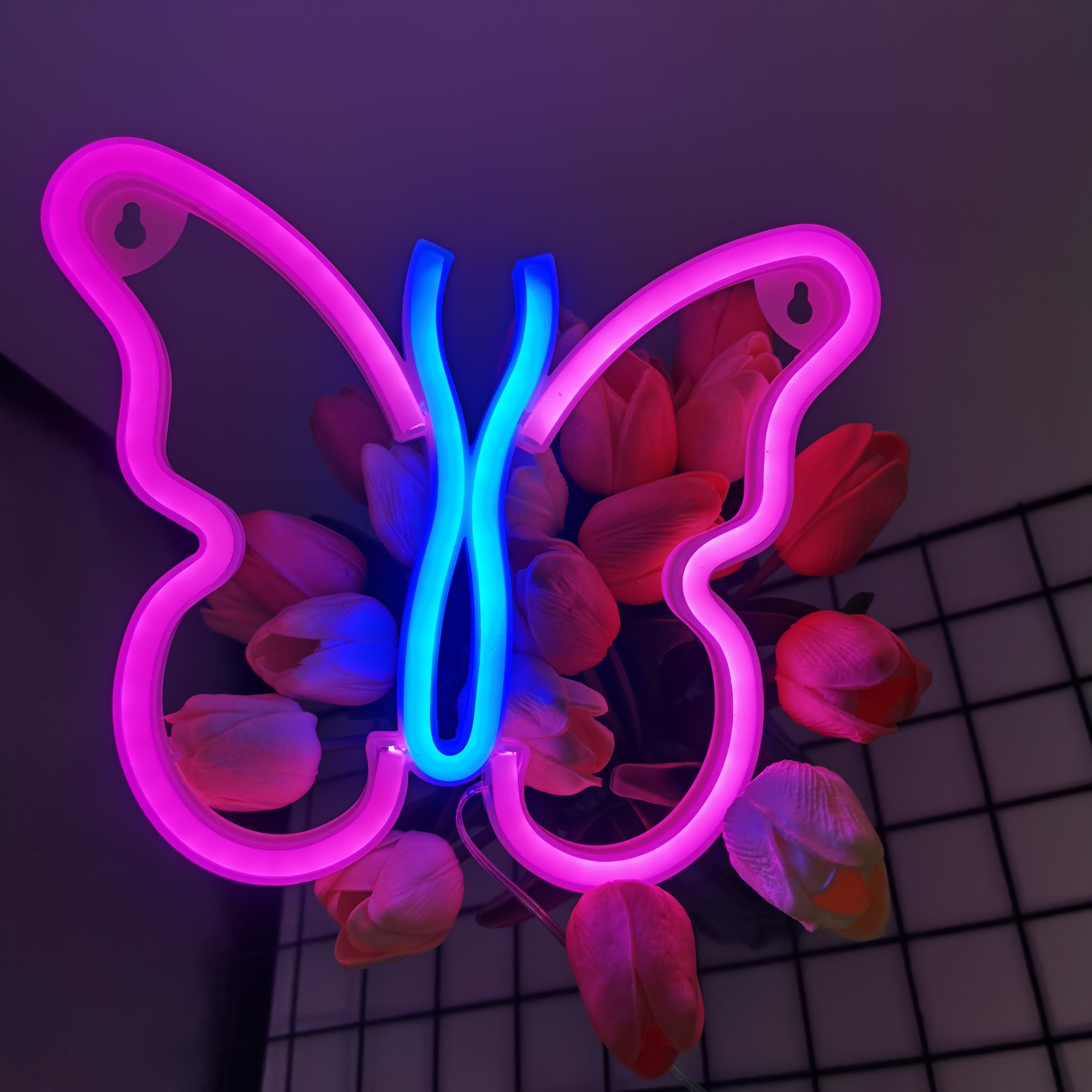 Luz de neón decorativa LED multifuncional para dormitorio, atmósfera del hogar, luz decorativa de primavera y verano, luz de estilo para fiestas navideñas, luz nocturna para habitación de niños, USB o con batería: YELLOW