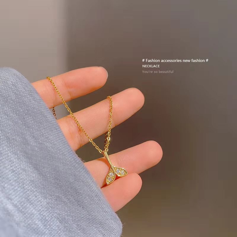 Delfin svans hänge choker halsband för kvinnor män smycken halsband 19334: Guld kristall