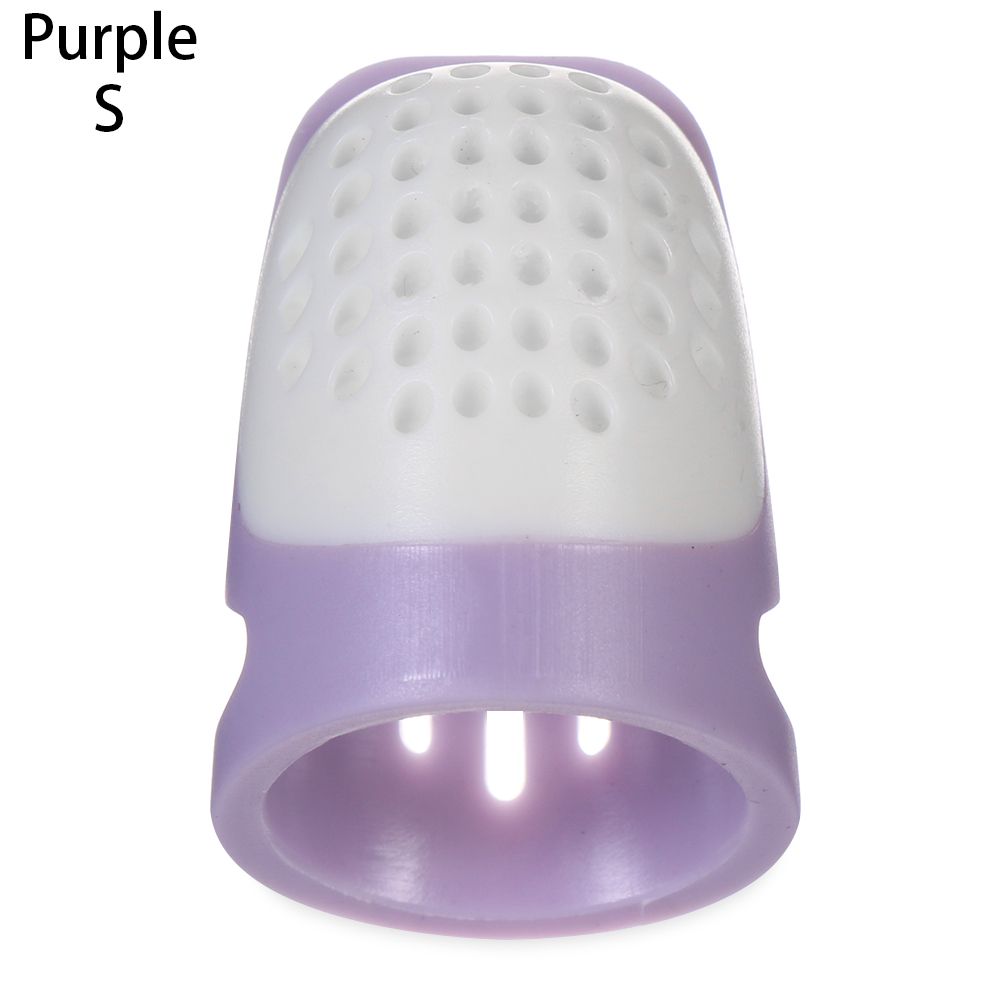 Dedal multifuncional semiabierto para dedos, dedal de silicona transpirable, protector, accesorios de costura para manualidades, 1 ud.: purple-S