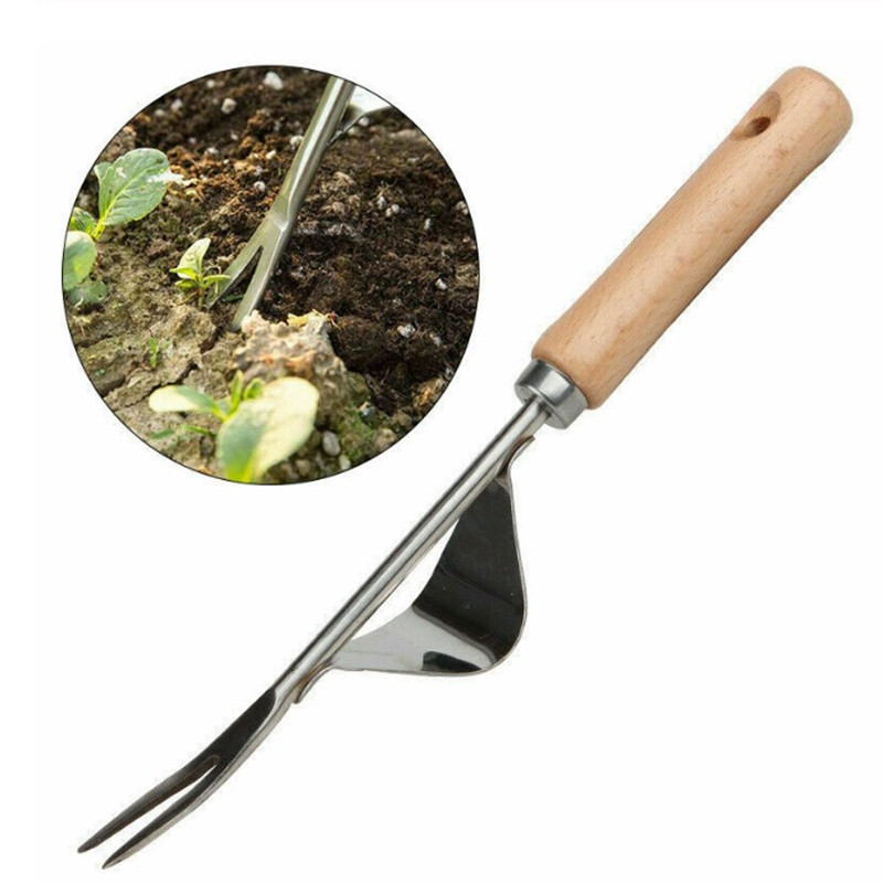 Horquilla Manual de deshierbe, herramienta de deshierbe, herramienta de deshierbe, mango de madera para el hogar y jardín, herramientas de deshierbe