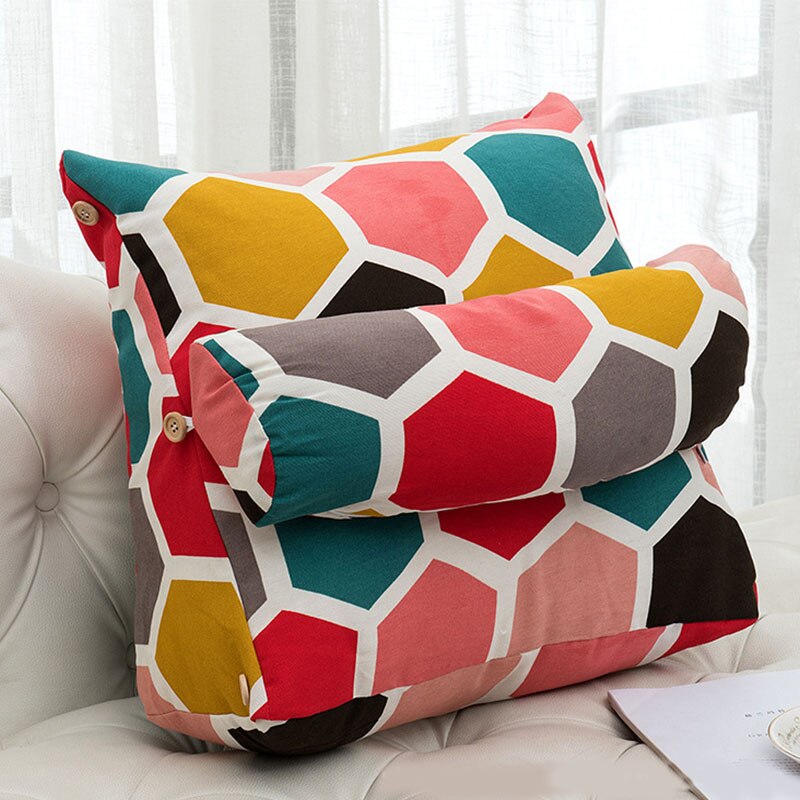 Triangular Backrest Cushion Cotton Linen for Chair Sofa Cushions Bed Rest Back Pillow Waist Cushion Office Home Decor 45x45x20cm