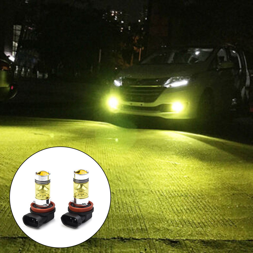 2 uds bombillas de luz antiniebla para coche H11 H8 bombillas Led antiniebla amarillas 4300K 100W 1500LM luz LED DRL de brillo súper alto para automóvil