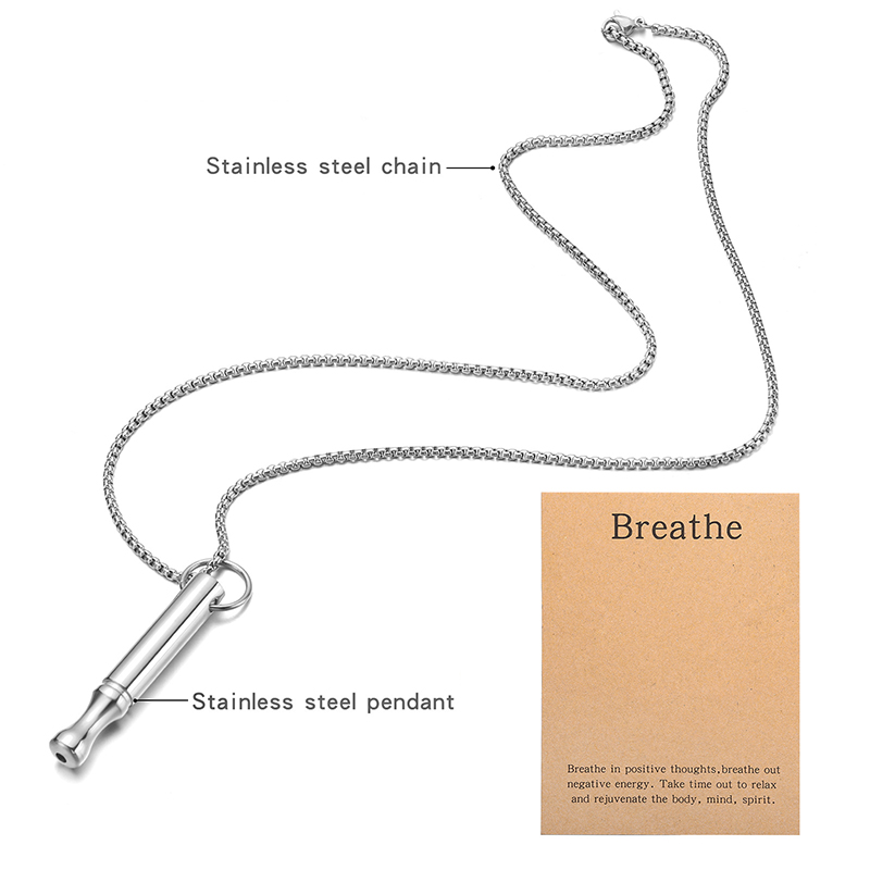 Halsband för ångest och stresslindring i rostfritt stål, medveten andning och meditation, andningsverktyg