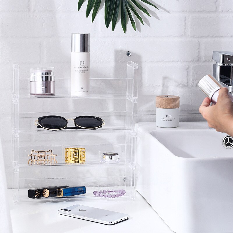 Wyczyść witryna na kosmetyki robić makijażu stojak na lakier robić paznokci perfumy etui na szminki łazienka Organizer na biurko przechowywanie kosmetyków stojak