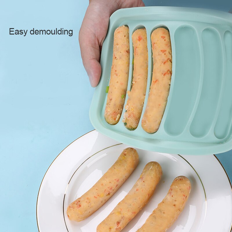 6 Grid Silicone Sausage Mold Reusable Dog Makers Handmade Ham DIY Sausage Mould Home Kitchen Baking Tools Sausage Molds