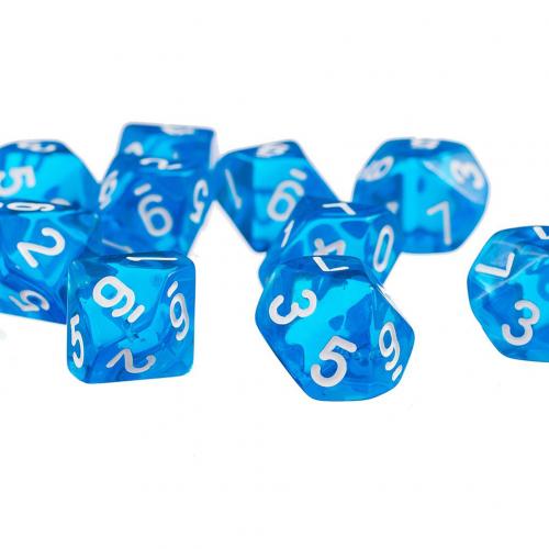 10Pcs Transparant Polyhedral D10 Multicolor Dice Game Party Pub Supplies Dice Game Party Pub Levert