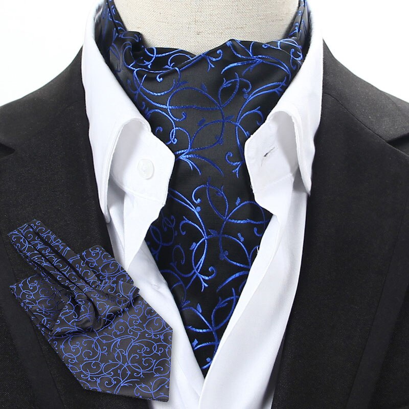 YISHLINE męnarty czarny niebieski czerwony kwiatowy klasyczny krawat krawat Ascot pan własny wiąbłazen jedwab poliestrowy krawat: LJ09 02