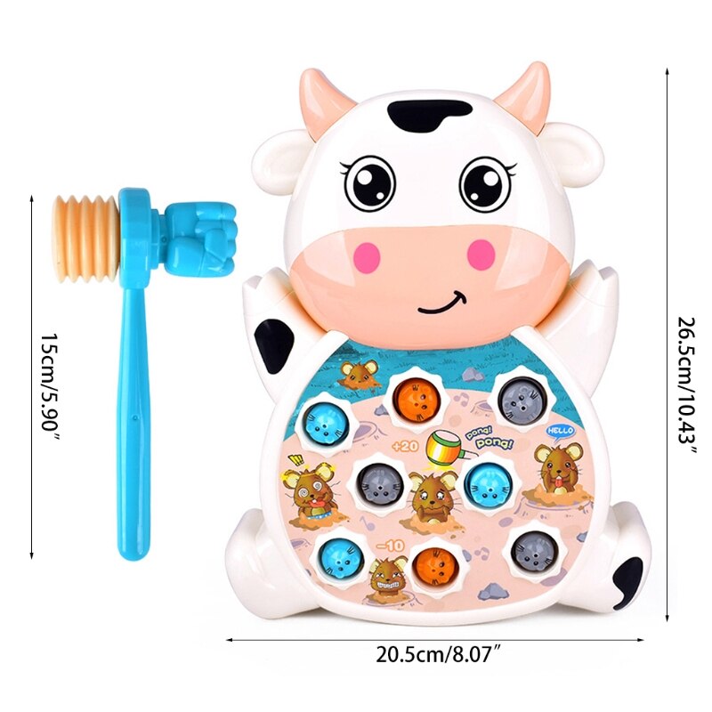 2020 nova criança dos desenhos animados vaca elétrica whack-a-mole brinquedo batendo máquina hamster