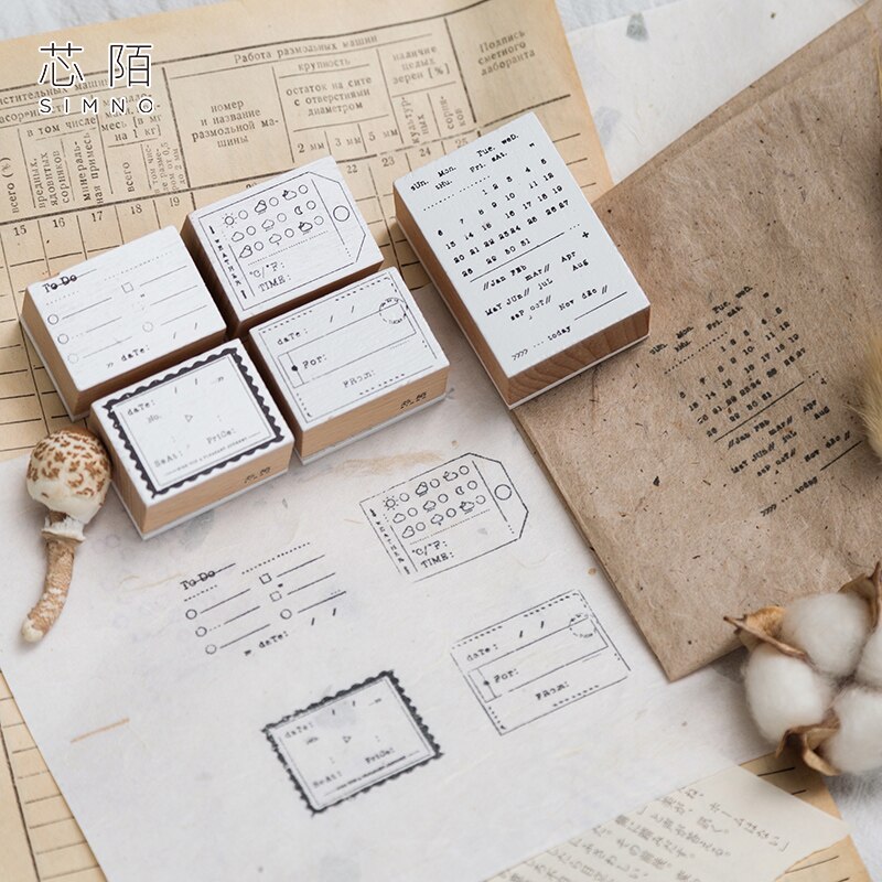 Sello Vintage, día de la semana del mes, decoración para planificador, sellos de goma madera para scrapbooking, papelería DIY, sello estándar artesanal