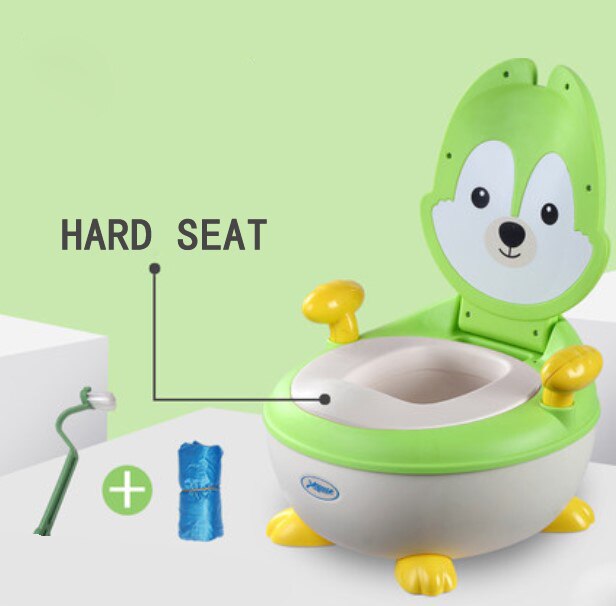 Kinderen wc kinderpotje jongen meisje 1-6 jaar oude cartoon baby wc potje voor gratis potje borstel + cleaning bag: green