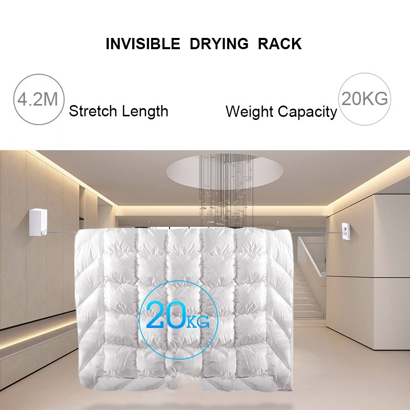 Retractable Clothesline Wall-mounted Indoor Outdoor Clothes Hanger Laundry Drying Line Balcony Invisible Telescopic Drying Lines