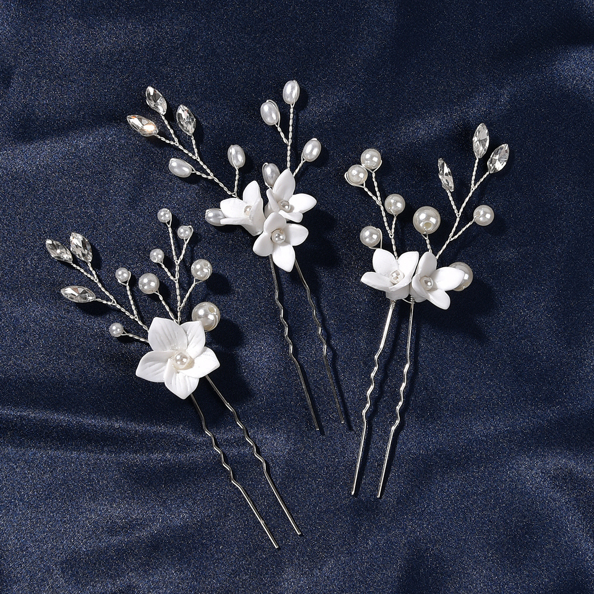 Dreiteilige U-förmige Perle Blume Haarnadel Damen Braut Legierung Haarschmuck Hochzeit Schmuck Kopfschmuck